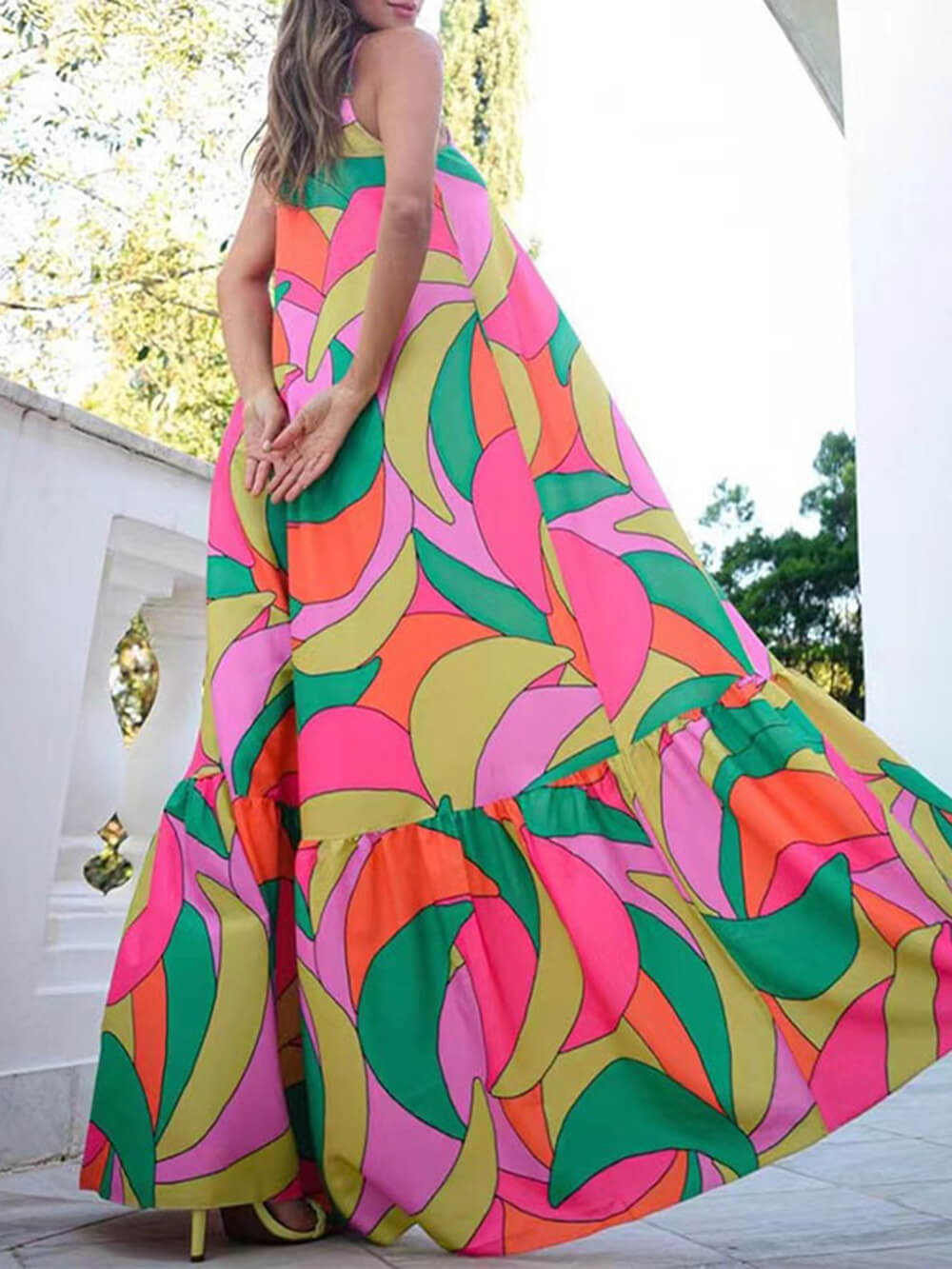 Joanna- Backless Halter Printed Dresses