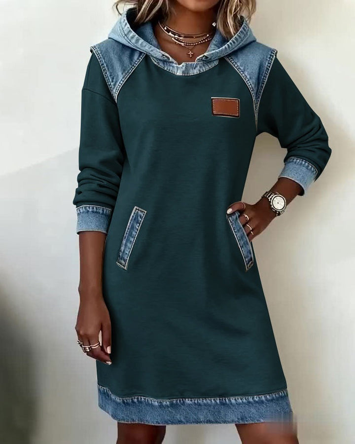 Macey™ Hooded dress with denim inserts