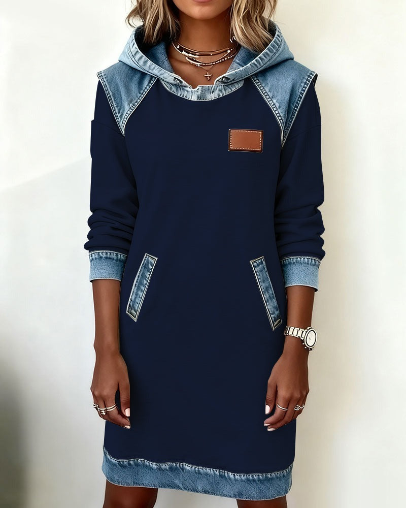 Macey™ Hooded dress with denim inserts