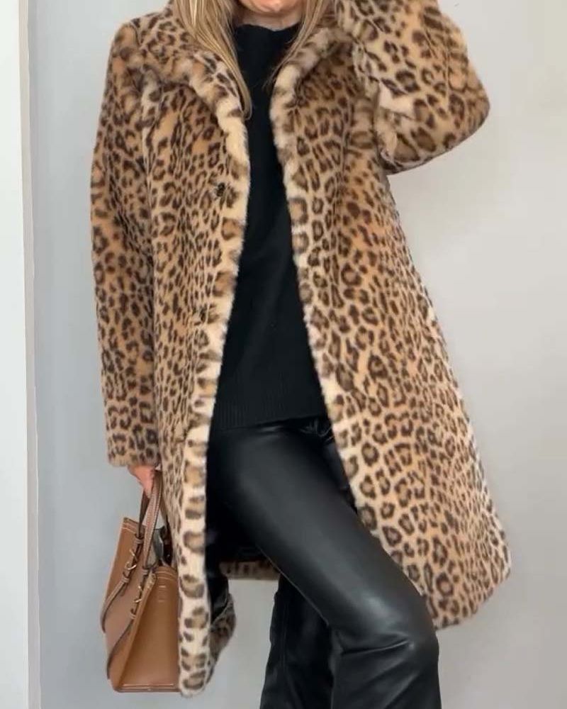 LEIA - Long Soft Leopard Print Coat