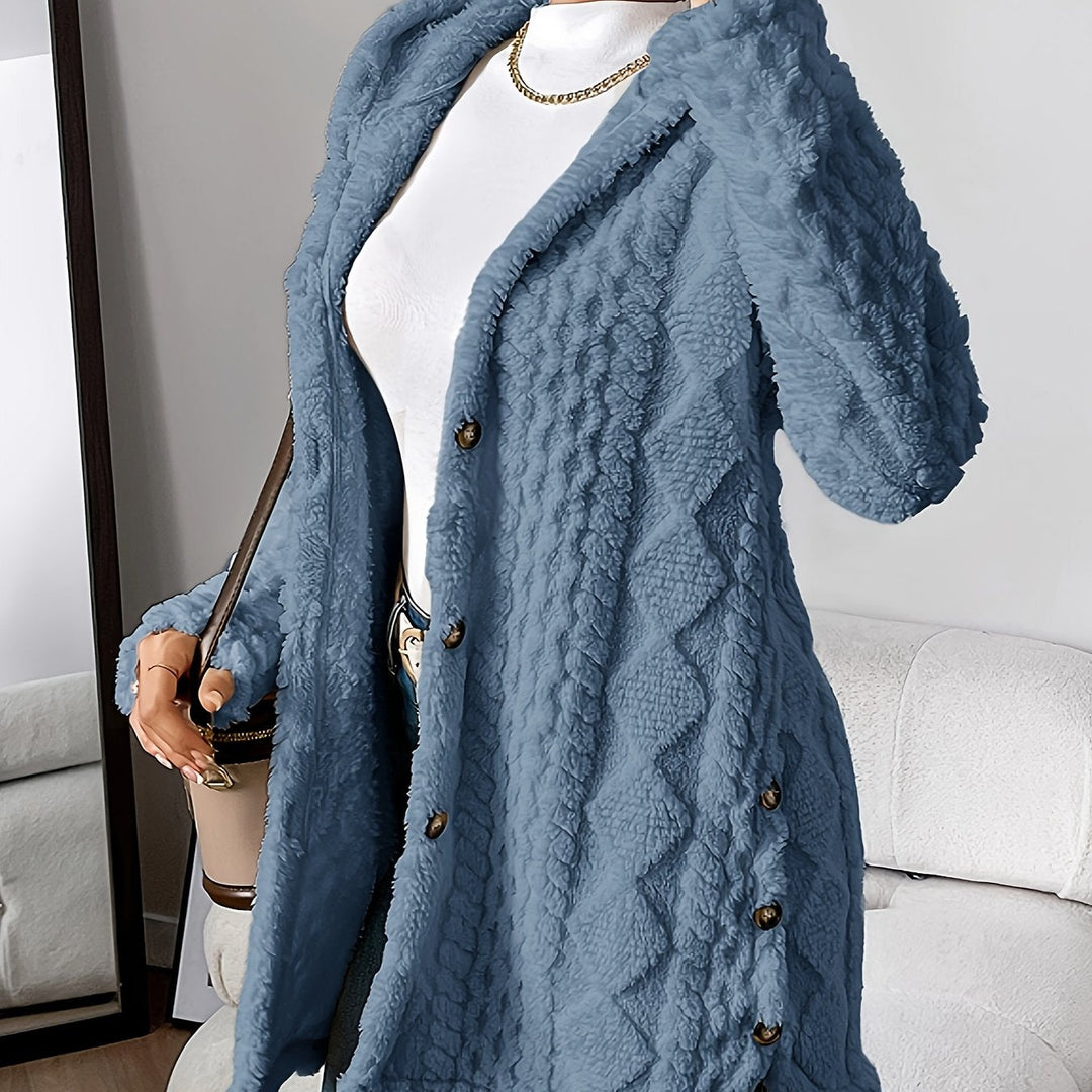 Paula™ - Plush Diamond-Patterned Hooded Cardigan