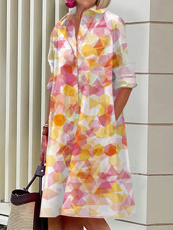 Daniella | Chic Geometric Shirt Dress