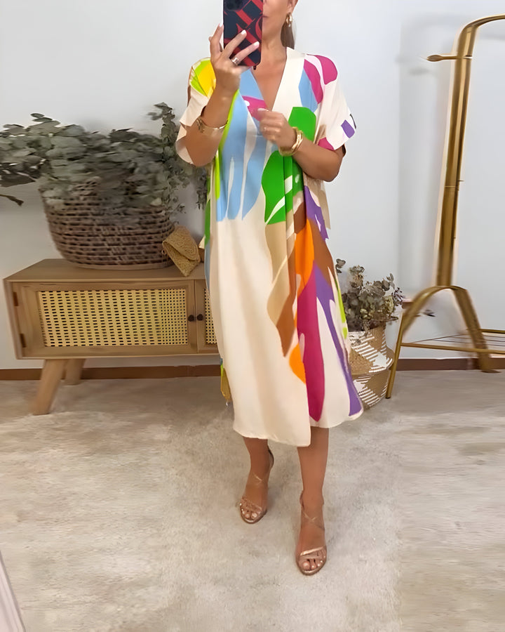 Janice | Casual Colorful Leaf Print Dress