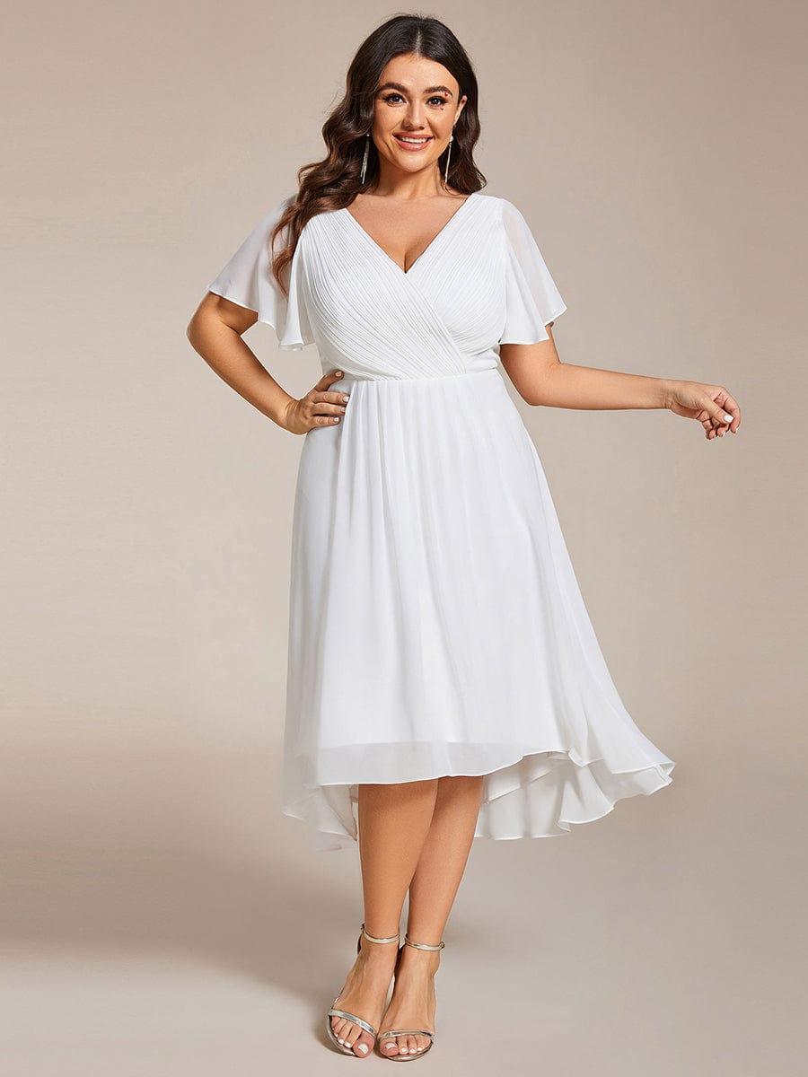 FAYE™ |Plus Size V-Neck High-Low Chiffon Wedding Guest Dress
