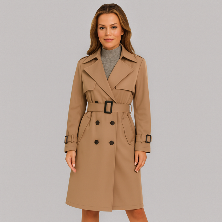 Cleo - Classic Trench Coat With Detachable Belt & Pockets
