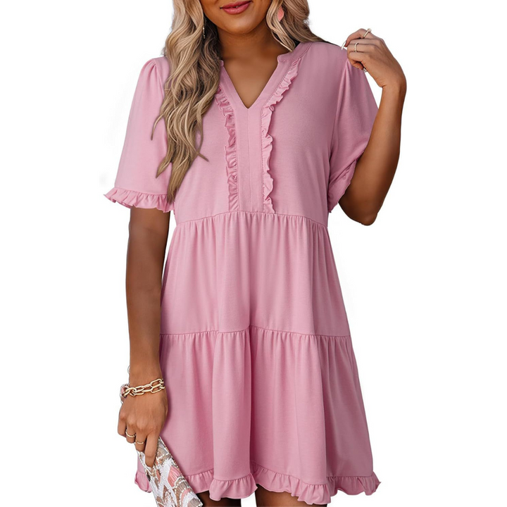 SHEILA™ - Casual V-Neck Mini Dress