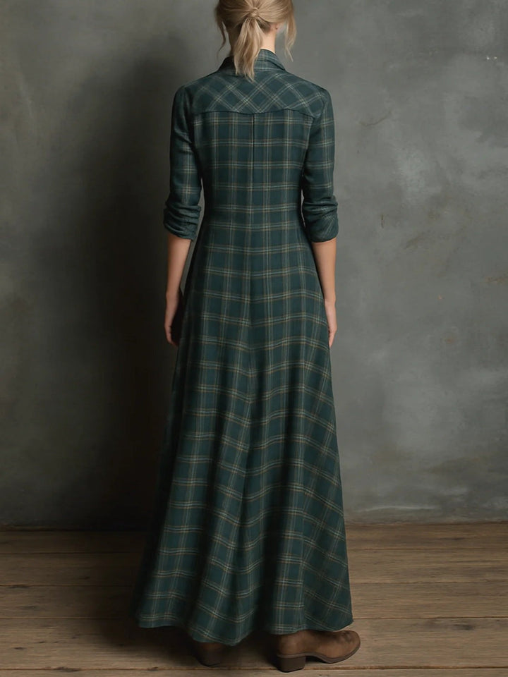 LuLu™ - Long plaid shirt dress with lapels