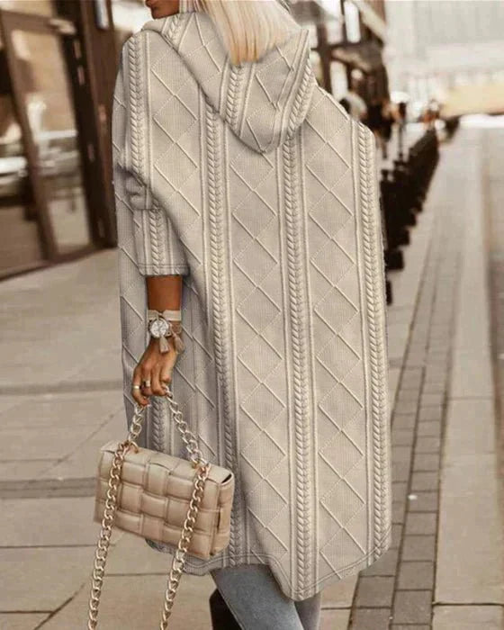 Cytheria – Long-sleeved cable-knit hooded cardigan