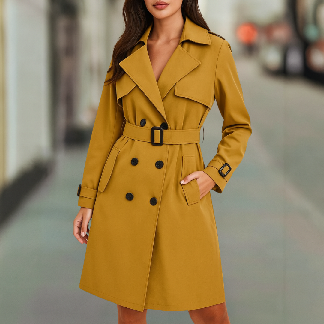 Cleo - Classic Trench Coat With Detachable Belt & Pockets