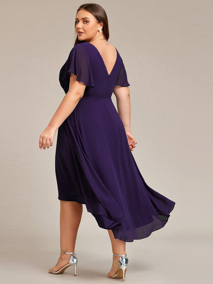 FAYE™ |Plus Size V-Neck High-Low Chiffon Wedding Guest Dress
