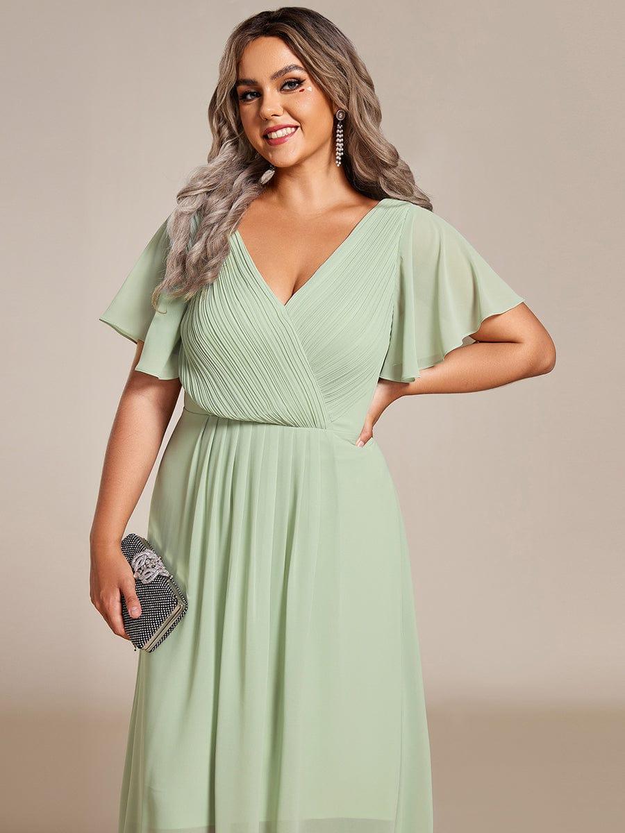 FAYE™ |Plus Size V-Neck High-Low Chiffon Wedding Guest Dress