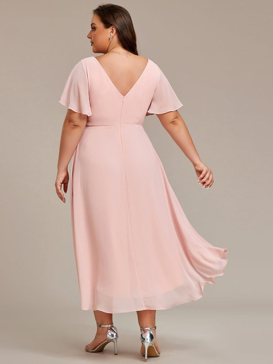 FAYE™ |Plus Size V-Neck High-Low Chiffon Wedding Guest Dress