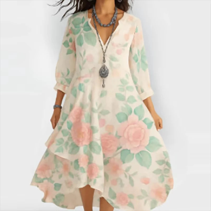 Shanae - Elegant Floral Midi Dress