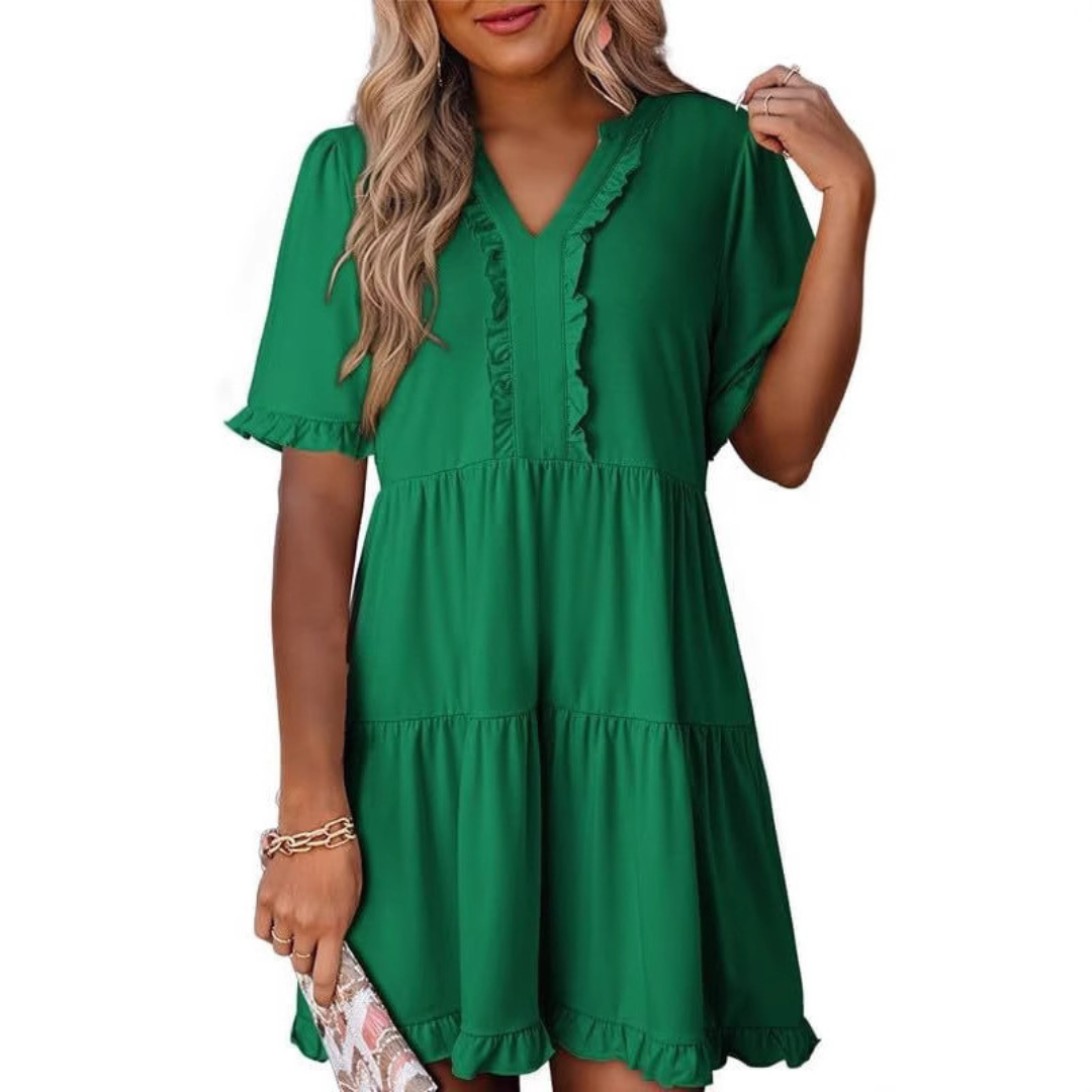 SHEILA™ - Casual V-Neck Mini Dress