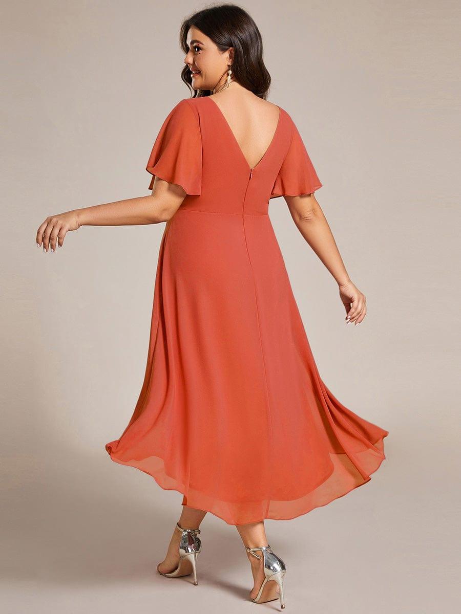 FAYE™ |Plus Size V-Neck High-Low Chiffon Wedding Guest Dress