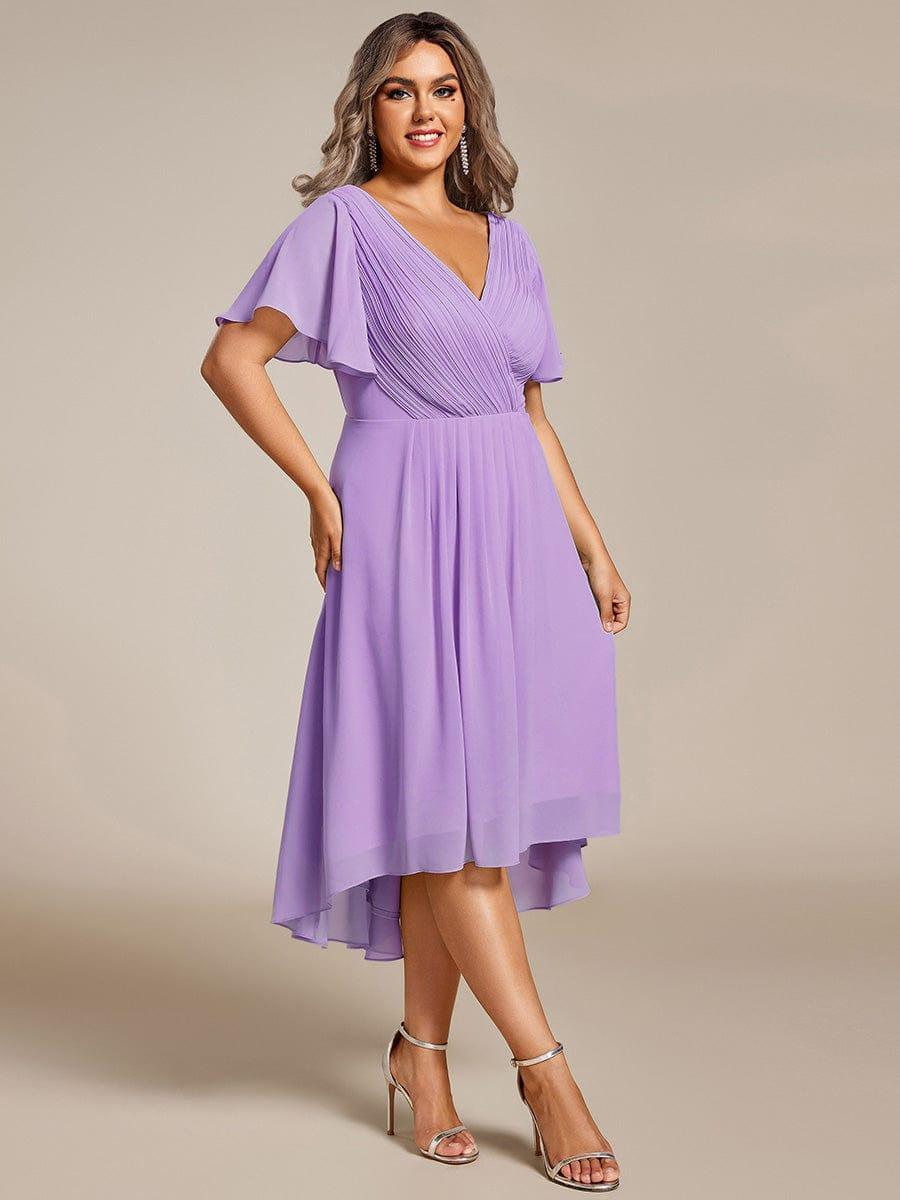 FAYE™ |Plus Size V-Neck High-Low Chiffon Wedding Guest Dress